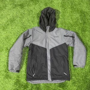 Columbia Hooded Winter Jacket Gray Black Colorblock Full Zip Men’s M